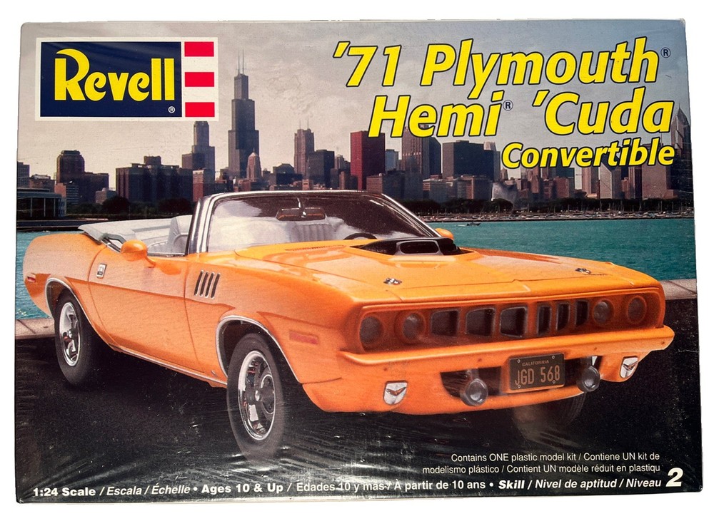 Revell 1971 Plymouth Hemi ‘Cuda Convertable Model Kit 1/24 Sealed 85-2381 (B46)