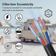 7 Way Trailer Wire – 14/7 Heavy Duty 20FT 100% Pure Copper 7 Wire Trailer Cable