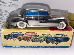 PRAMETA 1948 Mercedes Benz 300 1/43 Wind-Up Promo Chrome VF-XLNT w/BOX/Key/Pin