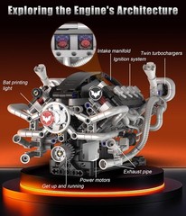 Fully Functional 770 PCS V8 Engine Model Kit with Lights & Instruction Manual