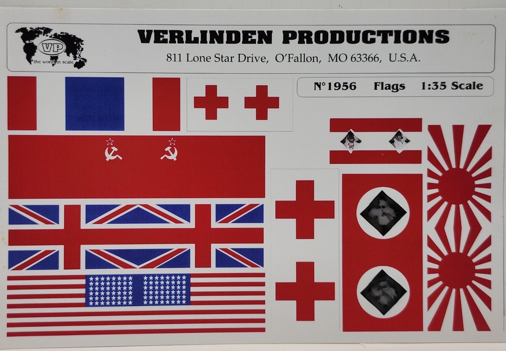 Verlinden Productions 1956 1/35 scale Flags USA British Japan German Red Cross