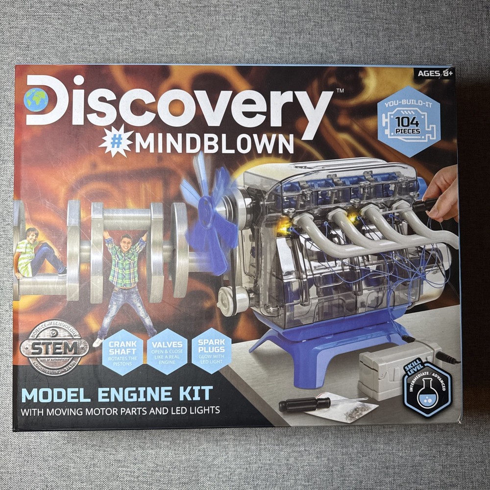Discovery Mindblown Model Engine Building Kit 4 Cylinder Combustion Open Box NEW
