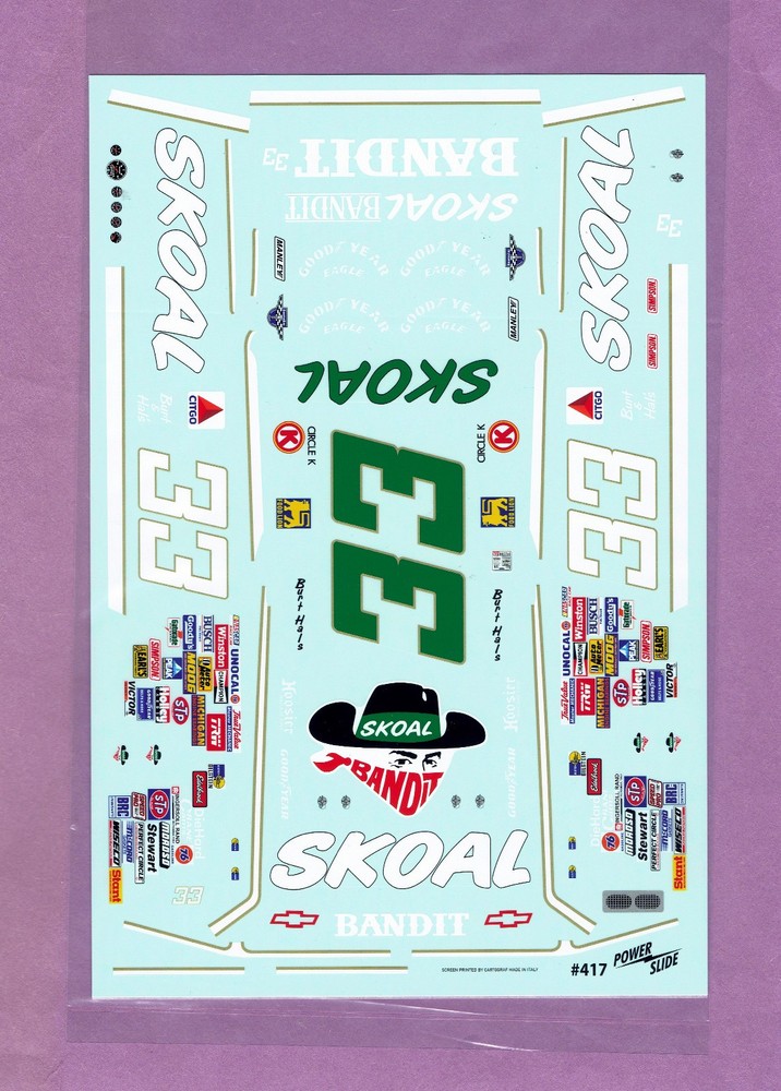 1/24 POWERSLIDE 1987 #33 HARRY GANT SKOAL BANDIT MONTE CARLO NASCAR DECAL