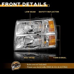 Headlights for OE Replacement Clear Lens I Chrome housing I Amber Reflector