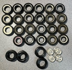 Vintage Model Car Rubber Tires Lot Of 27 White Wall Mini Tires & 4 Metal Rims