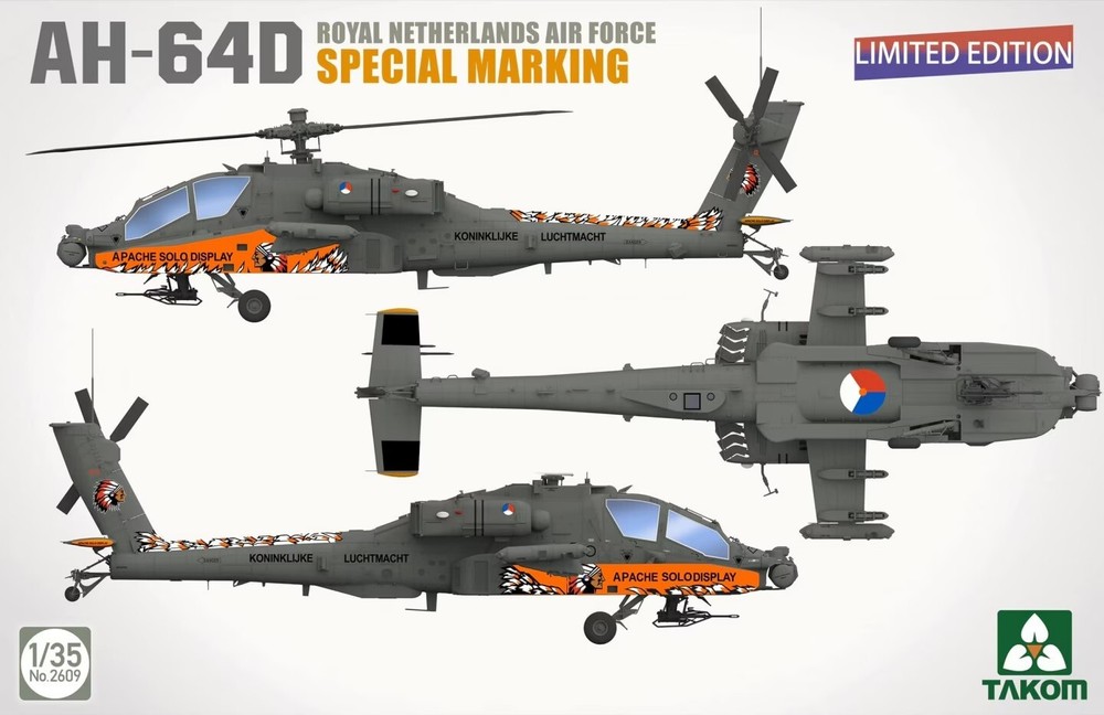 Takom🧩 三花 🧩 1/35 AH-64D Royal Netherlands Air Force Helicopter #2609📌USA