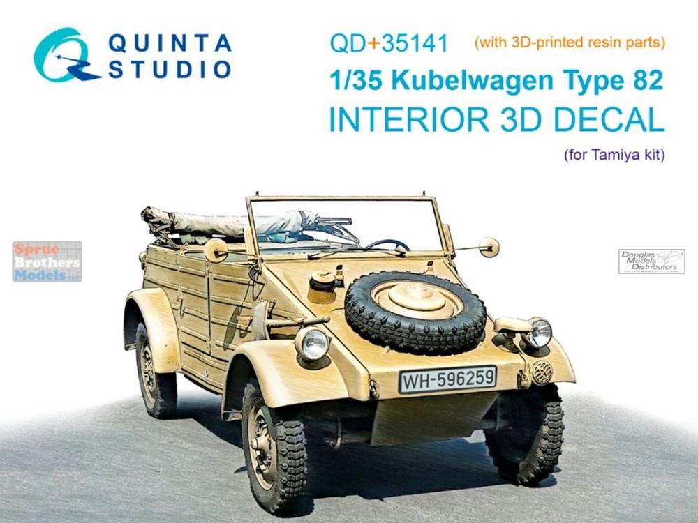 1/35 Quinta 3D Interior Decal #35141R Kubelwagen Tp.82 W/Resin For TAM