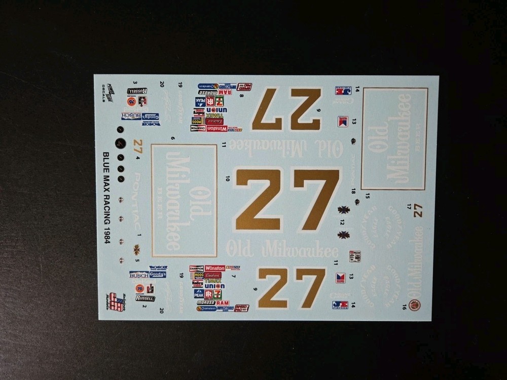 1984 Tim Richmond #27 Old Milwaukee Pontiac 1:24 Car Decal – Waterslide Decals