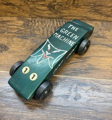 Pinewood Derby Wooden Race Car “Hornet” #150 Red Lightning Handmade
