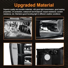 Headlight Assembly, Headlights Kit Compatible Black Housing Clear Reflector