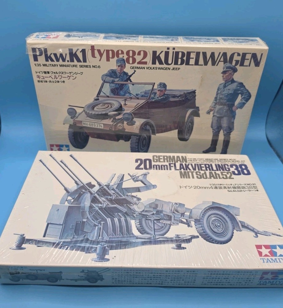 Tamiya Model Kit, Pkw.K1 Type 82 Kubelwagen 1/35 & German 20mm Flakvierling 38