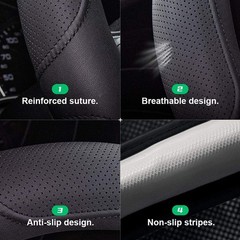 Xizopucy Car Steering Wheel Cover14.5-15 Inch Black Universal Microfiber