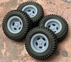 1/24 Scale: 18-Inch “Off-Road 5 Slot Mags” Wheels W/ Mud Tires;Jeep, Resin 1/25