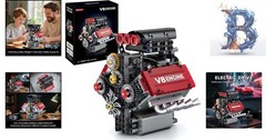 Educational 478 PCS V8 Engine Building Set – Fun STEM Activity for Kids & Adults
