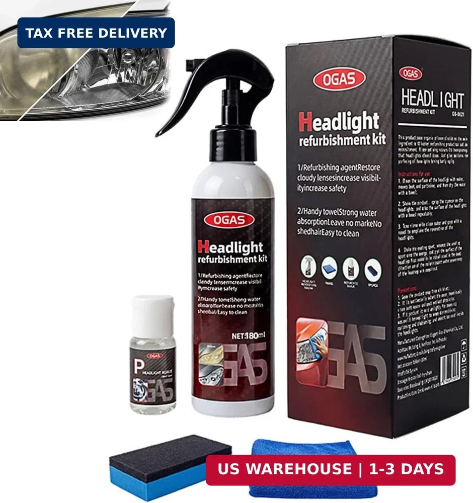 Professional Car Headlight Restoration Kit, Cleaning and Polishing Spray, Multif
