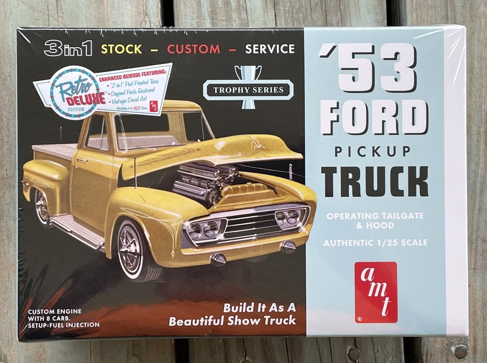 AMT 1953 Ford Pickup Truck 3 in 1 Trophy Series 1/25 Sealed Model Kit Retro ’53