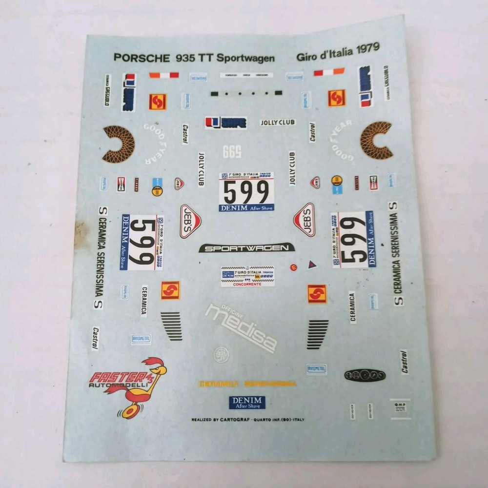 Cartograf Porsche 935 TT Sportwagen Giro d’Italia 1979 Replacement Decal Sheet