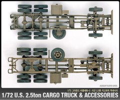 Academy 1/72 US 2.5ton Cargo Truck & Accessories Vehicle Plastic Model Kit 13402