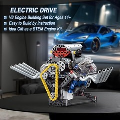 V8 Engine Model Kit – Realistic DIY Toy with App Control & LED Lights, 665 PCS