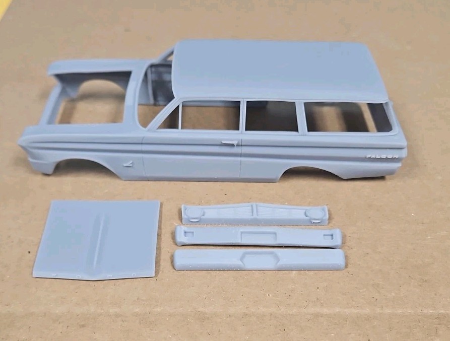 ABS-LIKE RESIN 3D PRINTED 1/25 1965 FORD FALCON STATION WAGON BODY SEPARATE HOOD