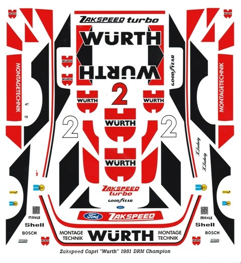 #2 WURTH Capri Group 5 1981 1/24th – 1/25th Scale Decals