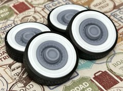 Resin 15-Inch “1958 Cadillac Fleetwood” Wheels, W/ Wide Whitewalls,1/24 Scale