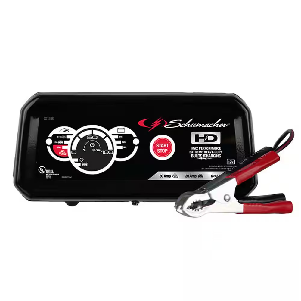 6A Car Battery Charger and Maintainer, 80A Engine Starter, 20A Boost, 12V for Po