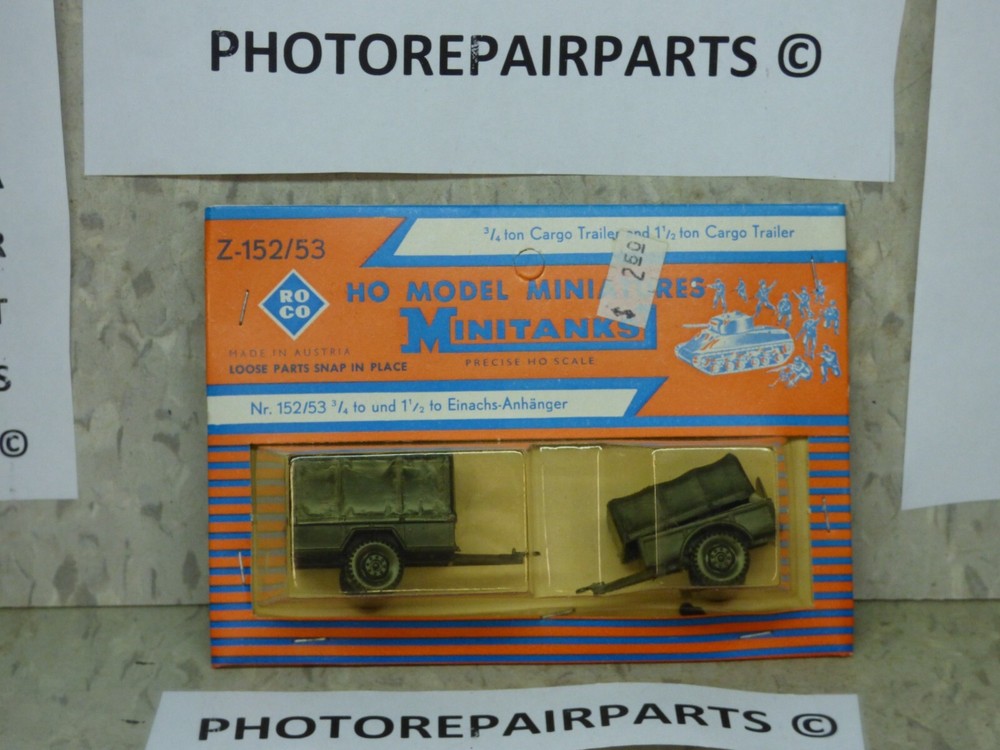 Roco Minitanks WWII US M-101 3/4T & M-104 1-1/2T Cargo Trailer Set Lot #5739©