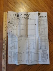 Vintage Austin-Craft Co US Army 1½ Ton Truck INSTRUCTION SHEET ONLY