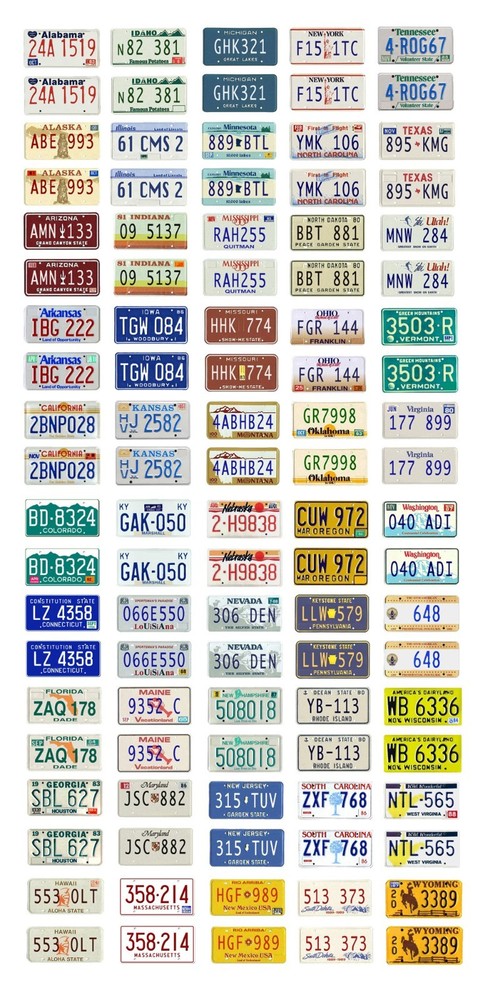 1/25 1/24 scale model car assorted USA 1980s license plates state tags 1:25