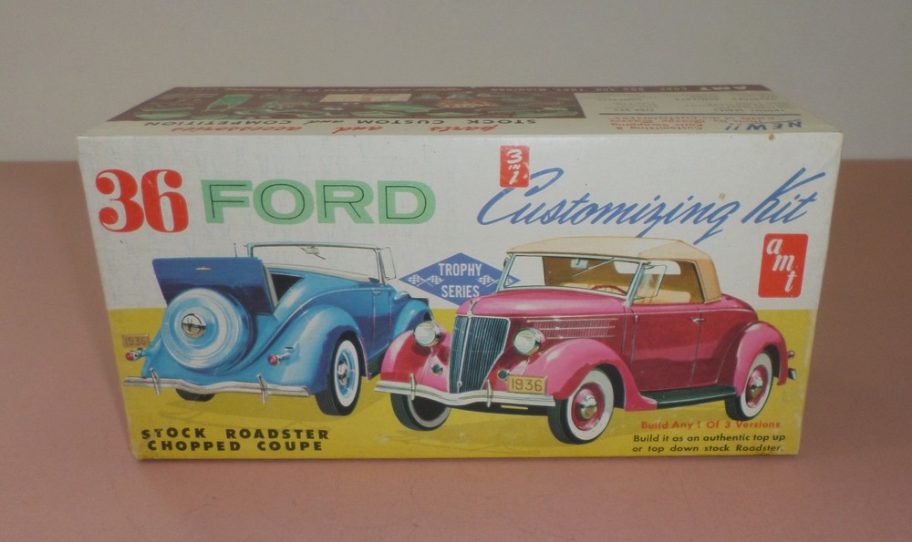 1936 Ford Roadster/Coupe, Vintage AMT Trophy Series Kit #’36, Empty Kit Box