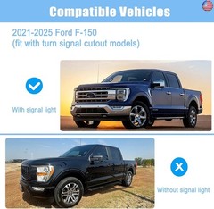 AUCERAMIC Chrome Mirror Caps +Door Handle Covers for Ford F150 2021 2022 2023