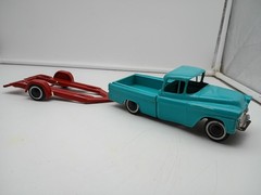 Vintage 1958 Chevrolet Cameo Pickup Apache PMC Promo Friction Truck & Trailer