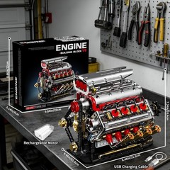 Authentic V8 Engine Model Kit – 1176 PCS with USB Rechargeable Motor for Adults