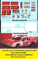 POWERSLIDE #99 UNO 1981 BUICK REGAL TIM RICHMOND WHITE/RED CAR 1/24 DECAL