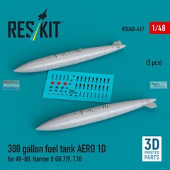 RESRSU480417U 1:48 ResKit 300-gallon Aero 1D Fuel Tanks (For Harrier)
