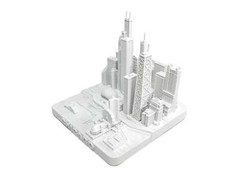 Chicago City Skyline Landmark 3D Model Matte White 4 1/2 Inches 1025