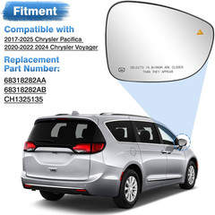 Passenger Side Mirror Glass Compatible with Chrysler Pacifica 2017-2025, for Chr