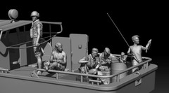 1/35 Scale Die-Cast Resin Figure Model Kit Boat Crews & Animals 5 Figures (No…