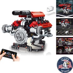 Authentic V8 Engine Model Kit for Kids & Adults – STEM Building Blocks 660 PCS