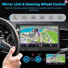 UNITOPSCI Double Din Car Stereo 7 Inch Touch Screen Car Audio Radio with