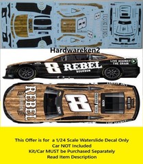 NASCAR DECAL # 8 REBEL BOURBON 2025 CHEVROLET CAMARO KYLE BUSCH 1/24 POWERSLIDE