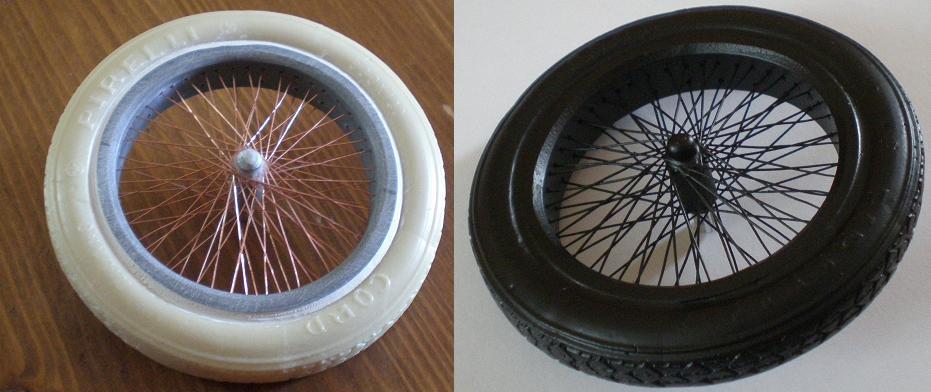 1/12 SET OF 5 wire rims + tires for Bentley Airfix / Heller