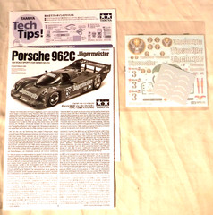 1/24 Tamiya Porsche 962C Jagermeister Race Car Painting Mask # 24372
