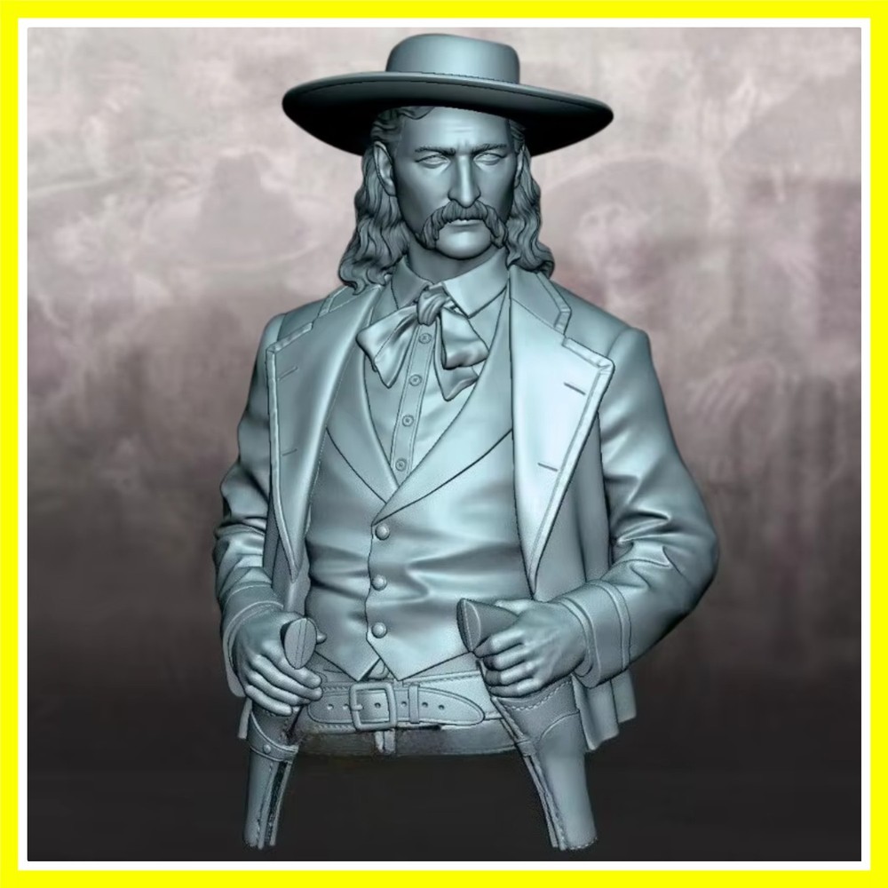 1/10 Scale Die-Cast Resin Bust Model Kit Wild West Cowboy Man Statue Unassemb…
