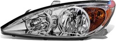 DNA MOTORING OEM-HL-0074-L Factory Style Chrome Amber Driver Side Headlight