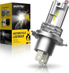 AUXITO H4 Light Bulb Hi/Low for Motorcycle, 400% Brighter, 9003 Bulb 6000K Cool