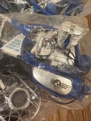 Vintage Model Motorcycle Parts Lot Misc Blue Bikes
