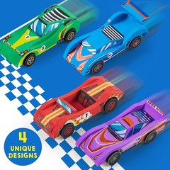 Wooden Race Car Craft Kit – 4 Small DIY Toys for Kids Boys Girls Ages 8+