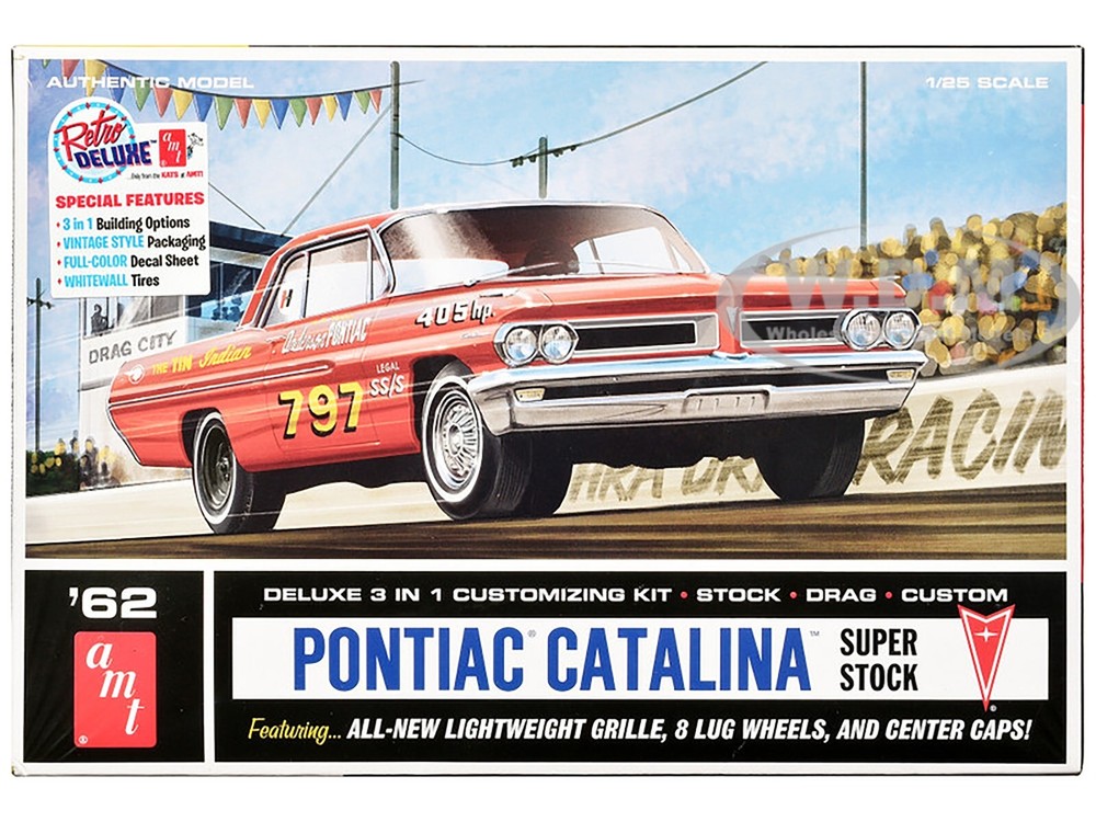 SKILL 2 MODEL KIT 1962 PONTIAC CATALINA SUPER STOCK 3-IN-1 KIT 1/25 AMT AMT1392